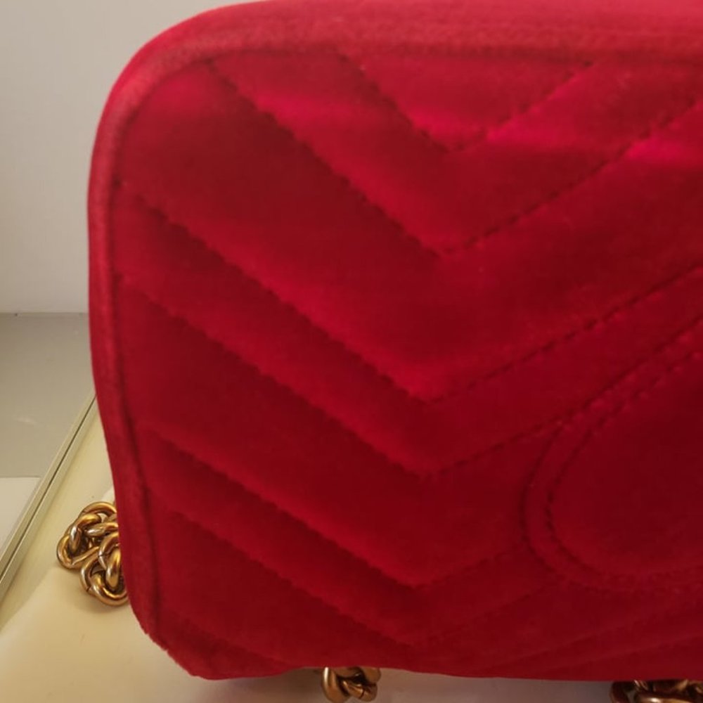 ❌SOLD❌GUCCI Marmont Red Velvet Bag - Picture 11 of 15